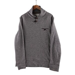 Billy Reid Mens Designer Shawl Collar Button Pullover Sweatshirt Grey Large